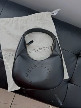 Stella McCartney Black Perforated Logo Shoulder Bag